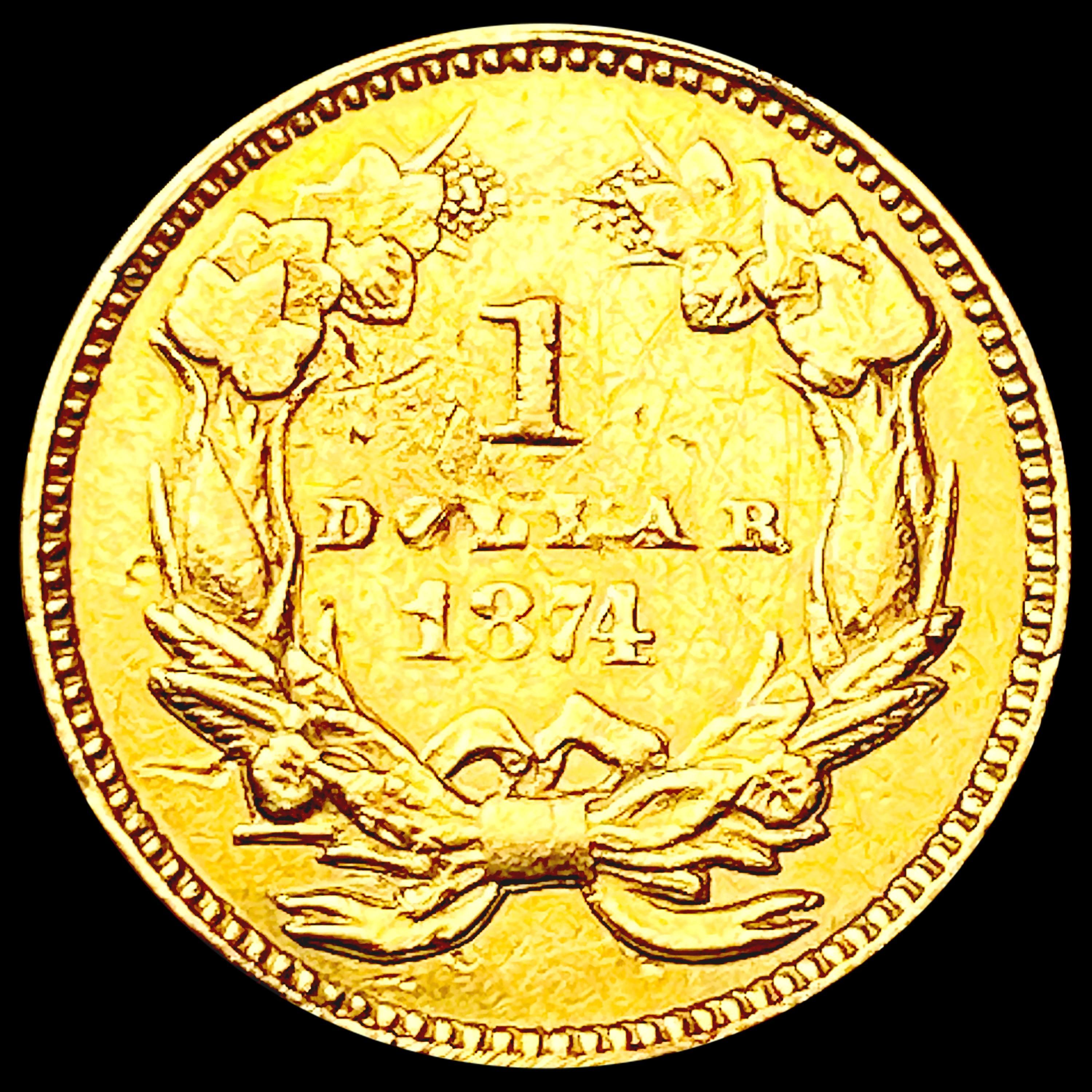 1874 Rare Gold Dollar NEARLY UNCIRCULATED