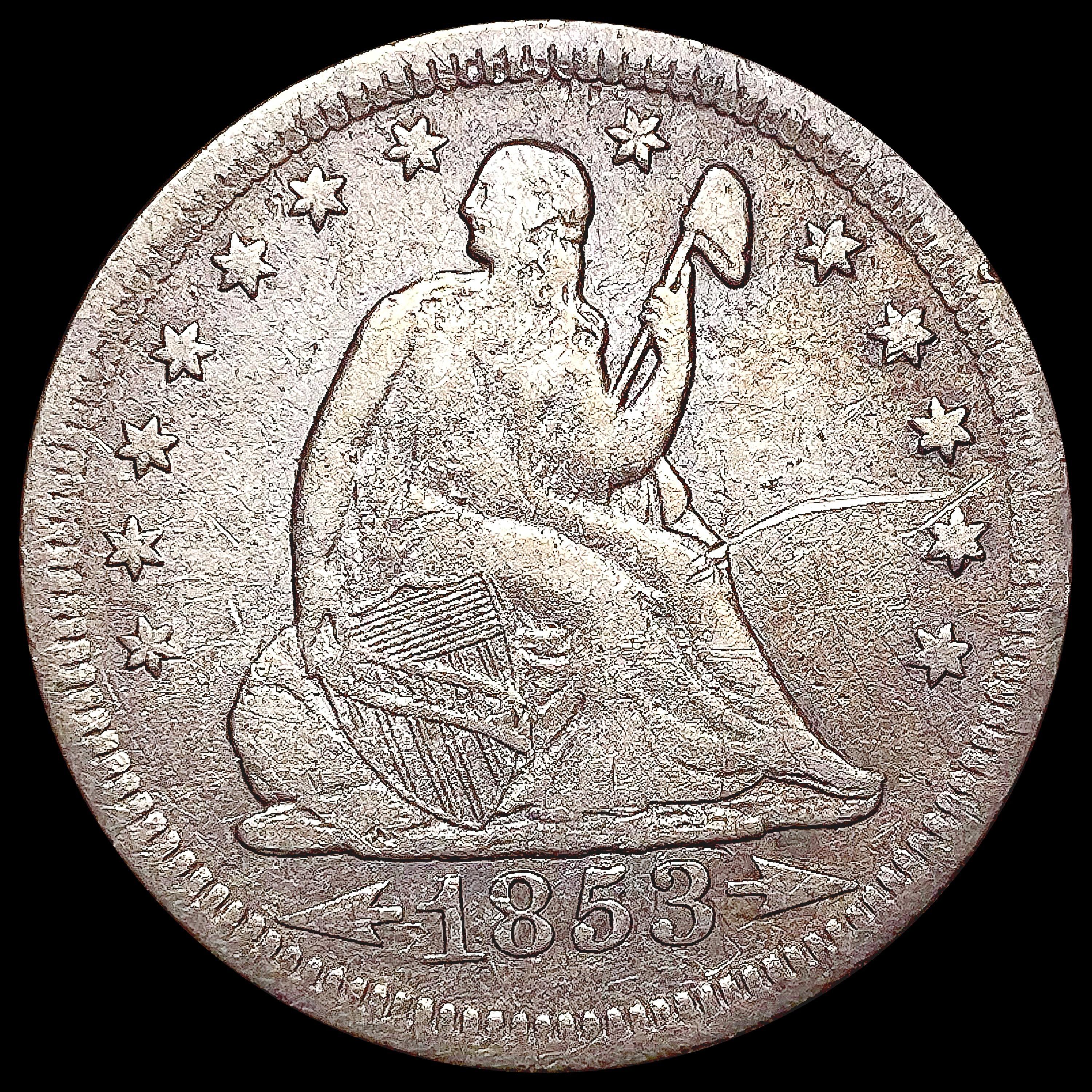 1853-O Seated Liberty Quarter NICELY CIRCULATED