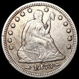 1873 Arws Seated Liberty Quarter CLOSELY UNCIRCULA