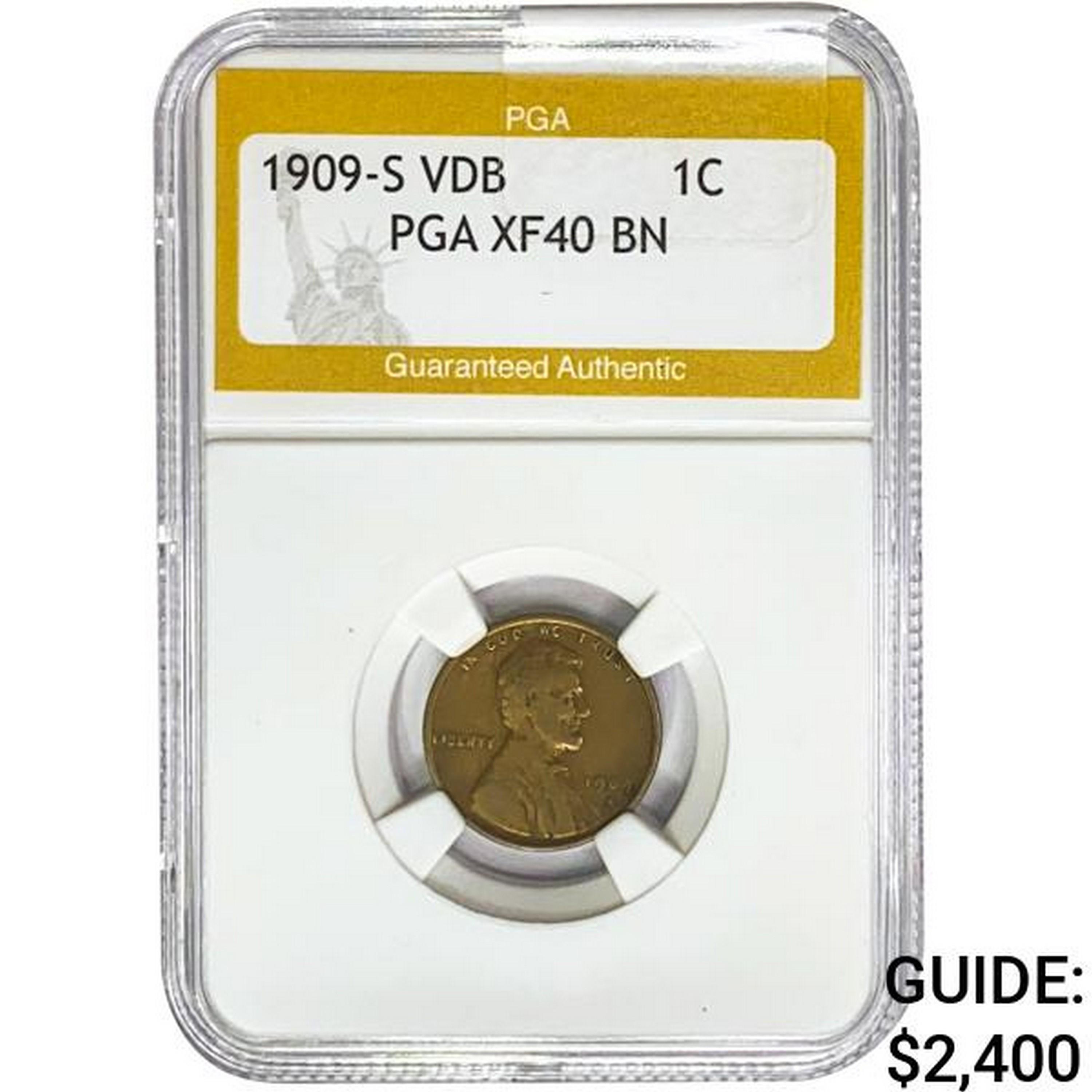 1909-S VDB Wheat Cent PGA XF40 BN