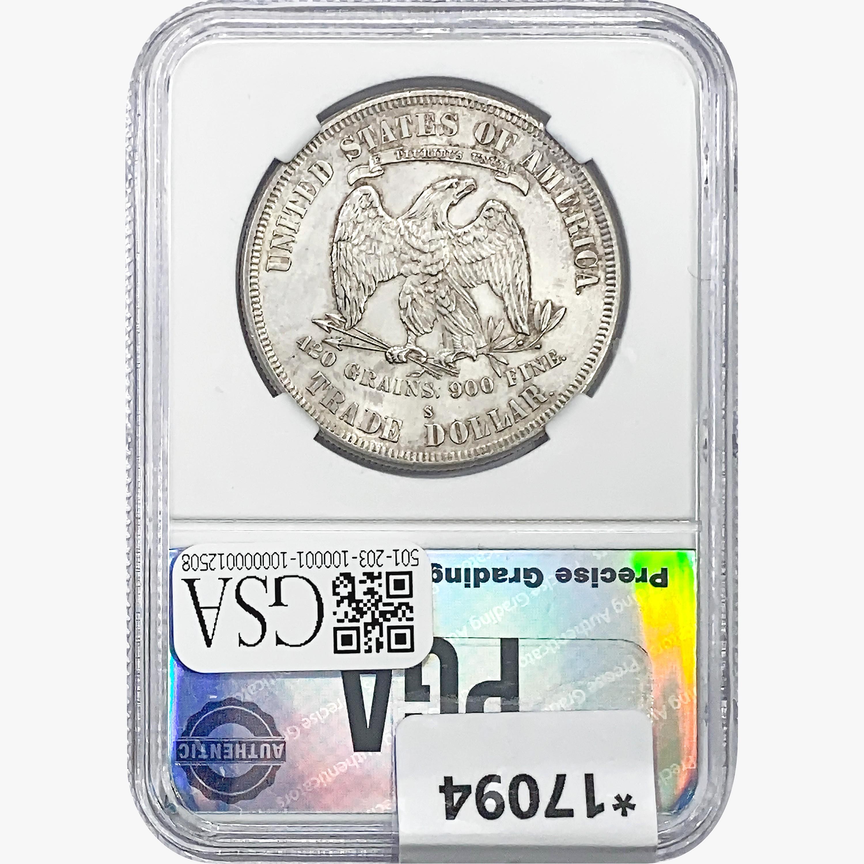 1878-S Silver Trade Dollar PGA MS63+ PL