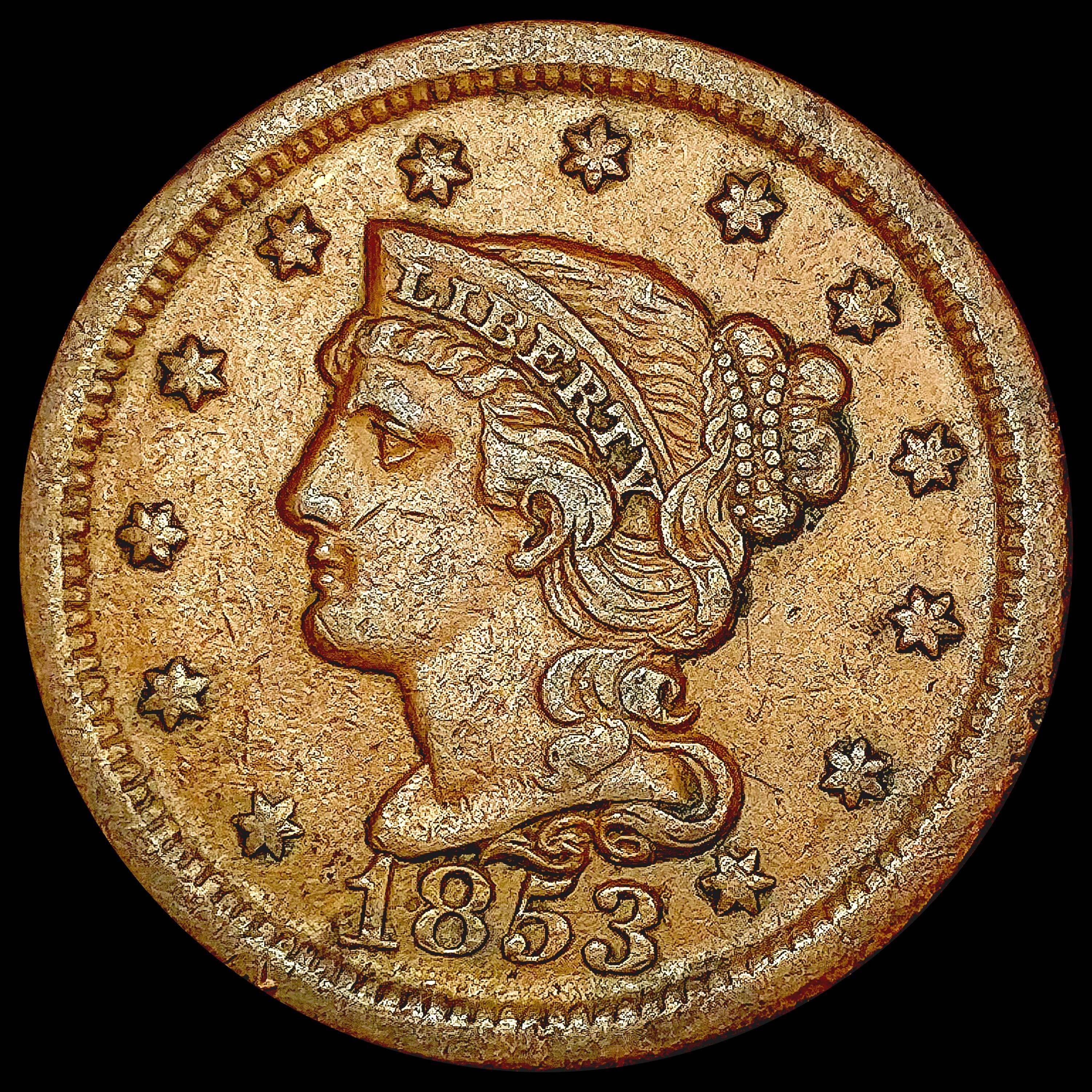 1853 Braided Hair Large Cent NEARLY UNCIRCULATED