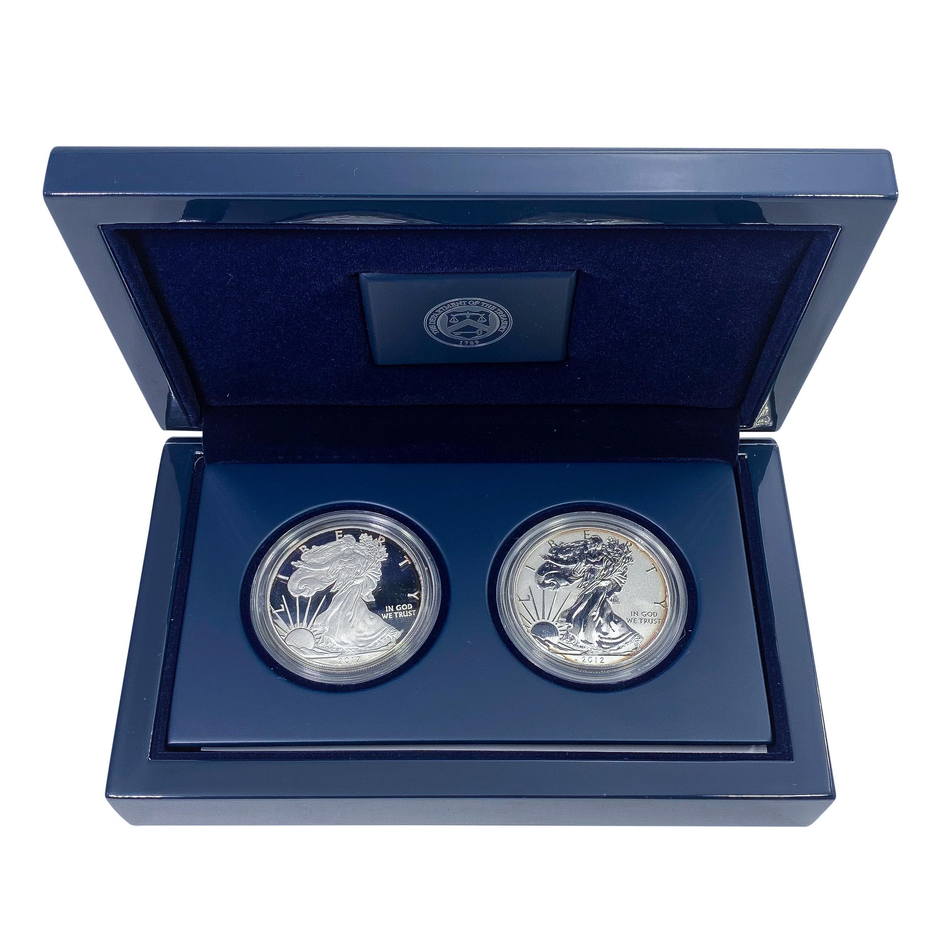 2012 Proof and Rev. Proof 1oz Silver Eagle Set [2