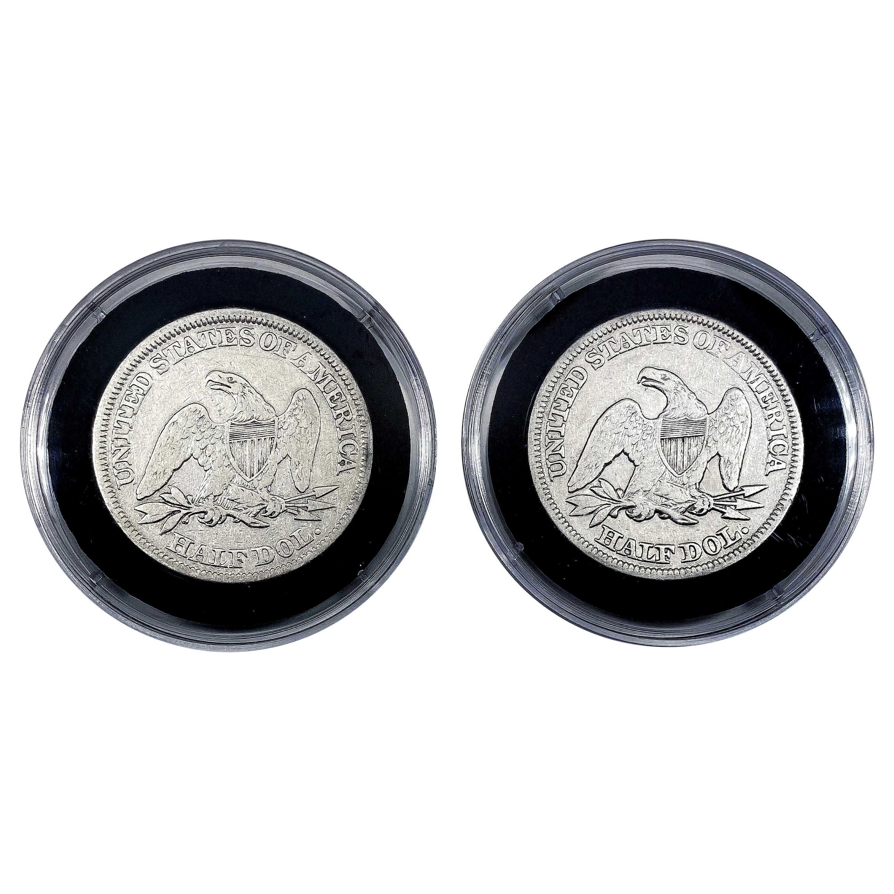 1855, 1858 Pair of Seated Liberty Half Dollars [2