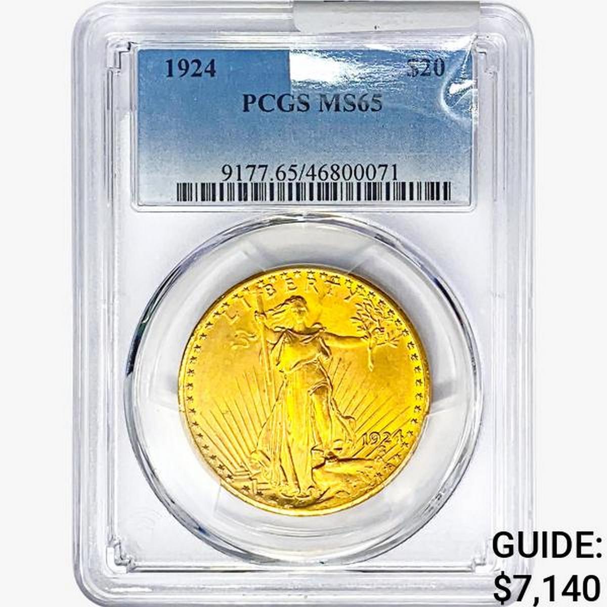 1924 $20 Gold Double Eagle PCGS MS65