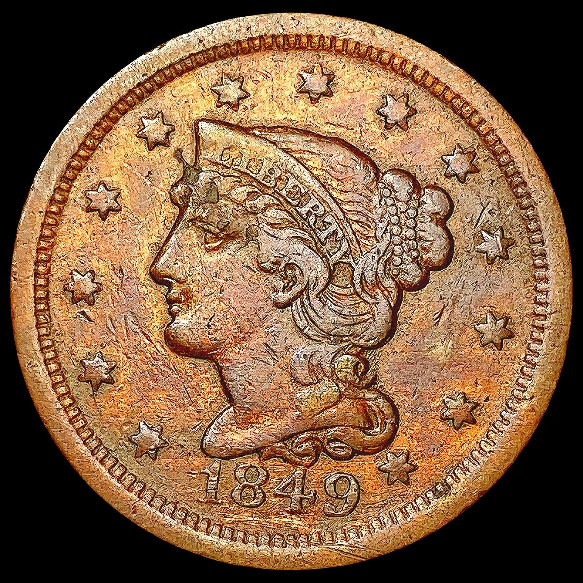 1849 Braided Hair Large Cent NEARLY UNCIRCULATED