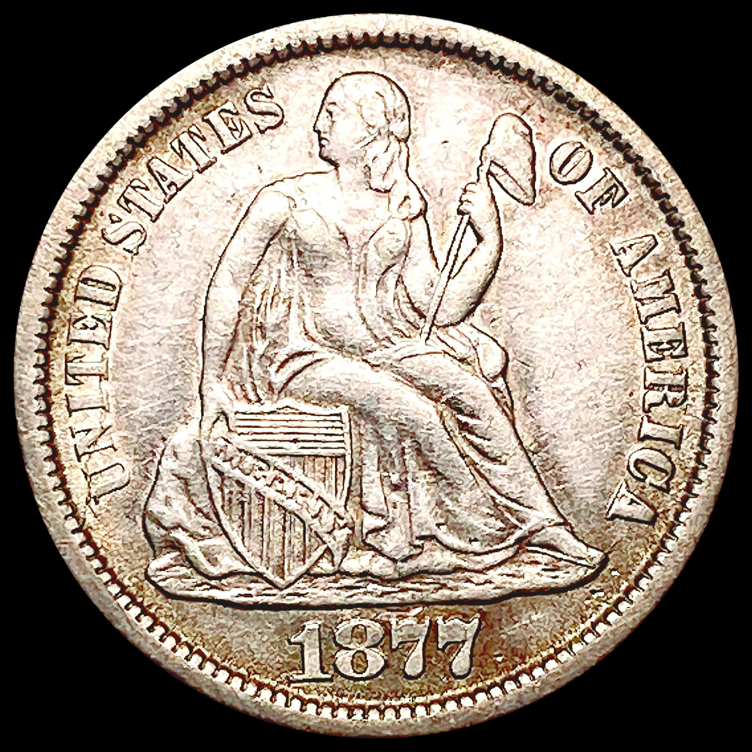 1877-CC Seated Liberty Dime NEARLY UNCIRCULATED