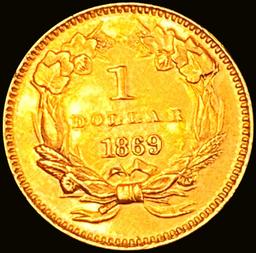 1869 Rare Gold Dollar CHOICE BU
