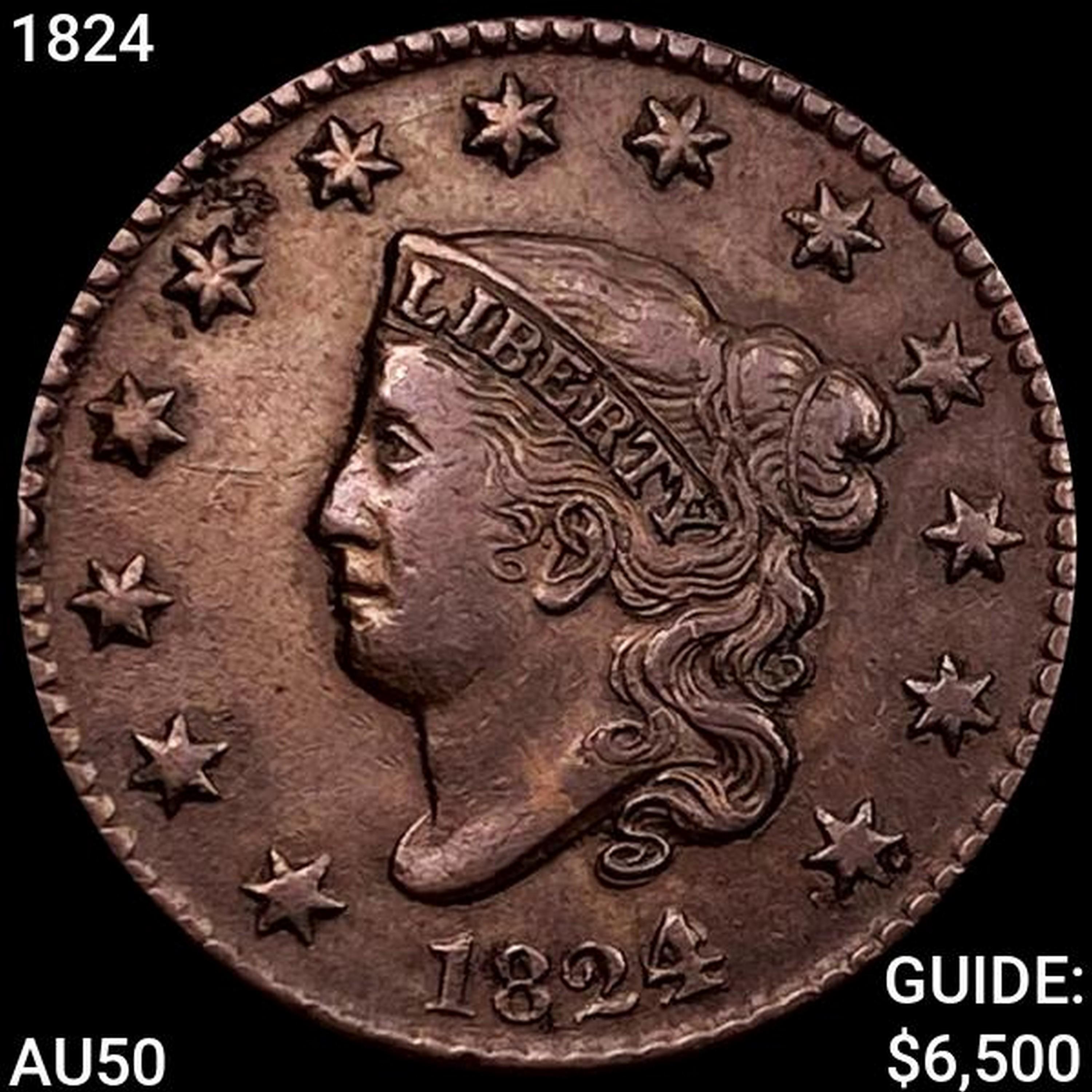 1824 Coronet Head Cent CLOSELY UNCIRCULATED