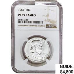 1955 Franklin Half Dollar NGC PF69 Cameo