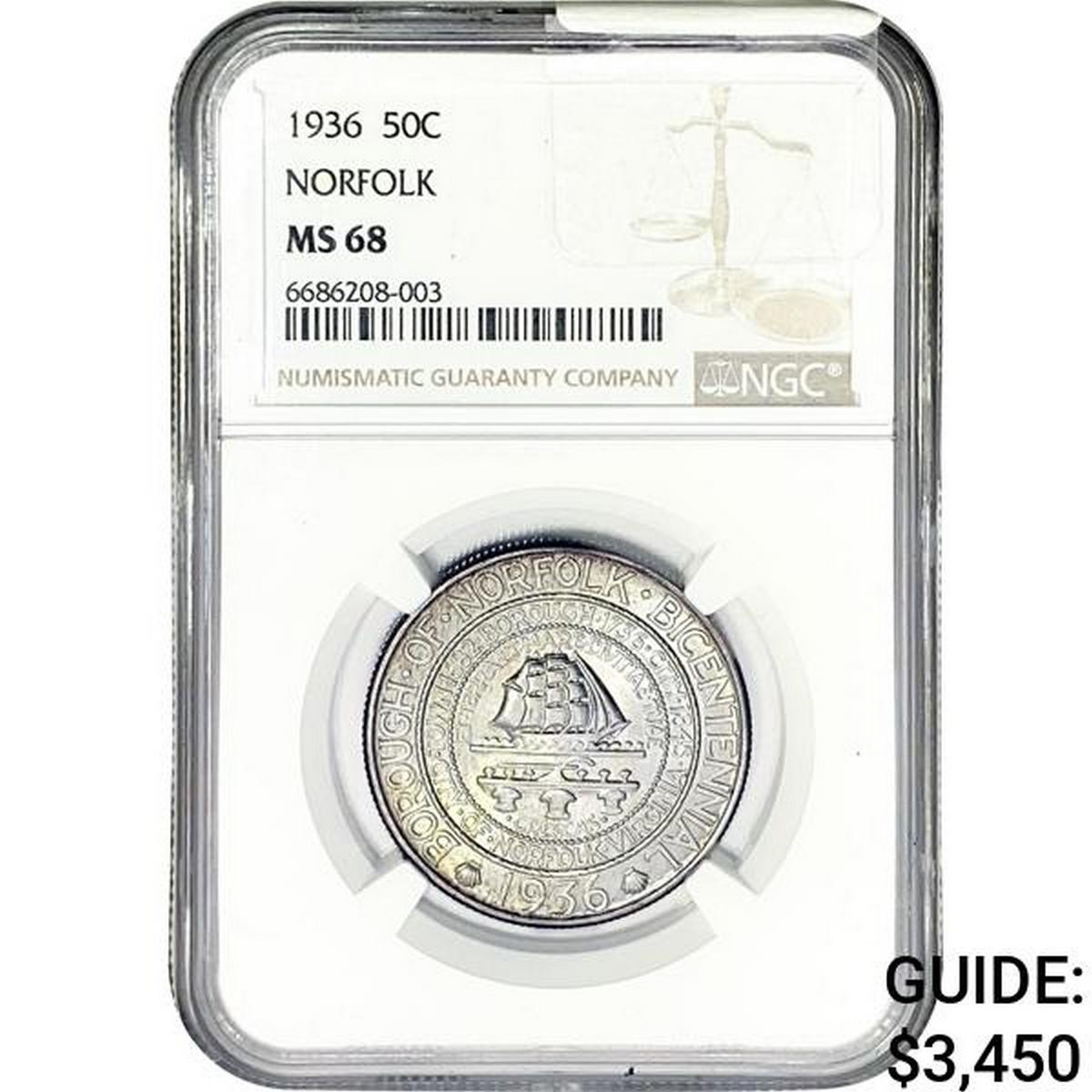 1936 Norfolk Half Dollar NGC MS68