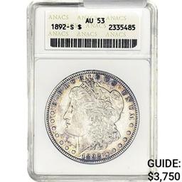 1892-S Morgan Silver Dollar ANACS AU53