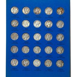 1916-1945 Mercury Dime Set Only Missing 16-D [77 C