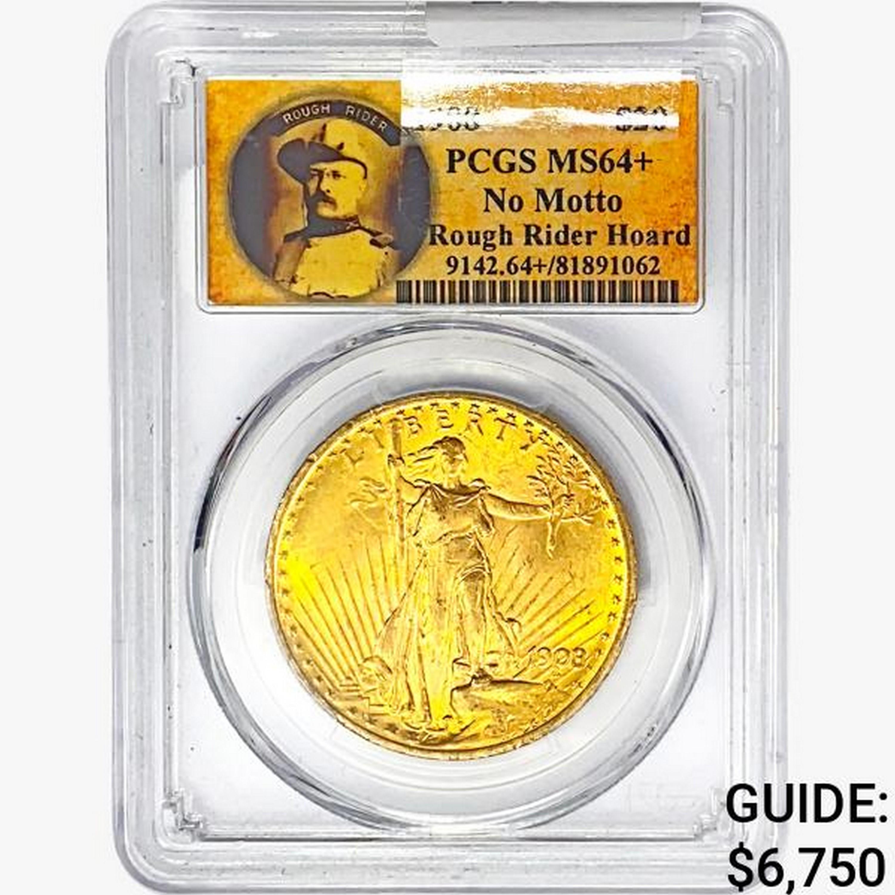 1908 $20 Gold Double Eagle PCGS MS64+ No Motto Rou