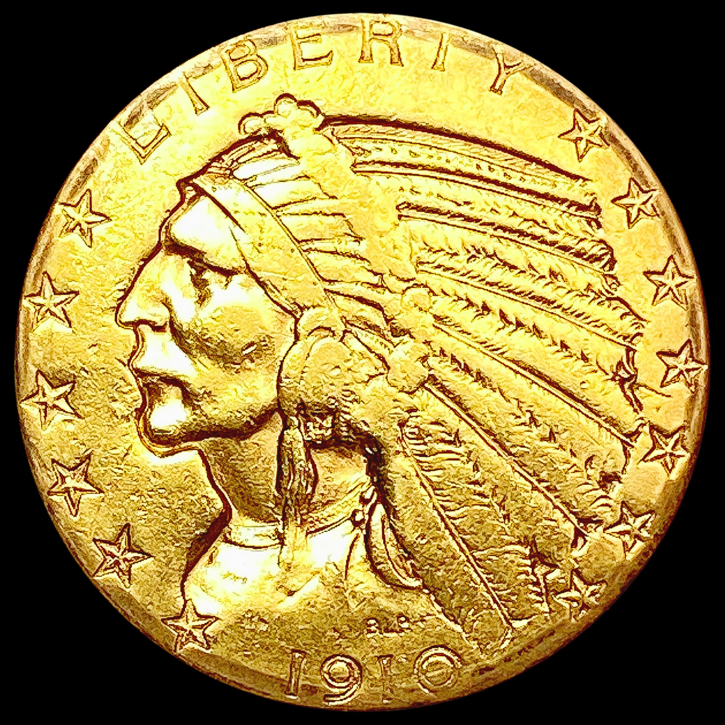 1910 $5 Gold Half Eagle NEARLY UNCIRCULATED