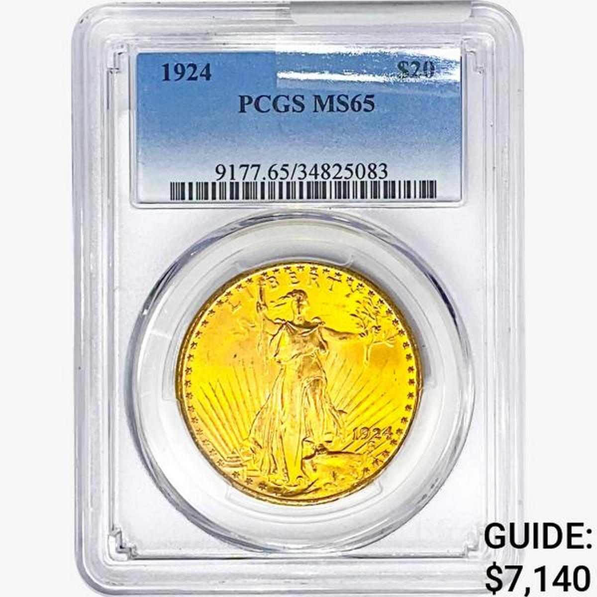 1924 $20 Gold Double Eagle PCGS MS65