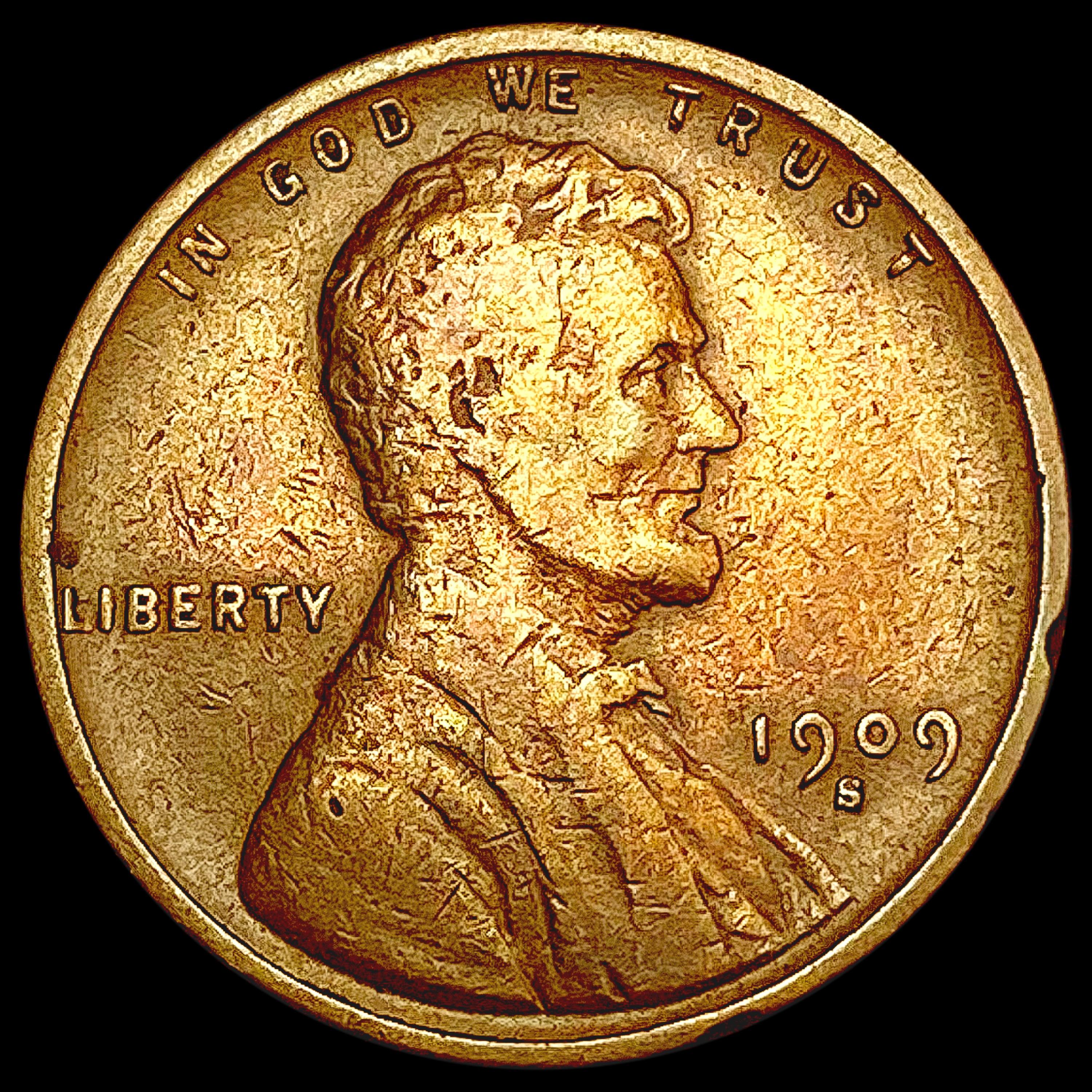 1909-S Wheat Cent LIGHTLY CIRCULATED