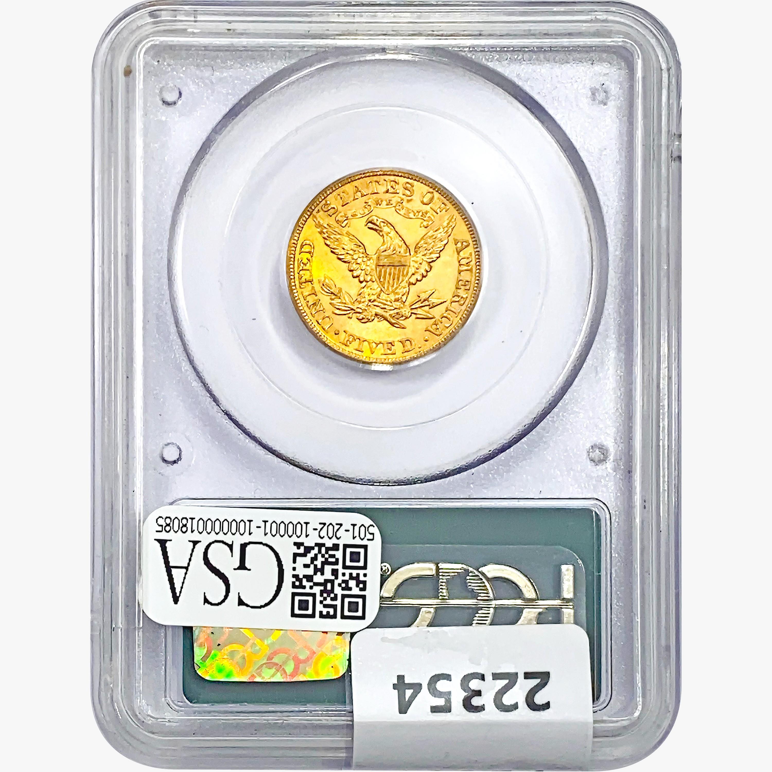 1901 $5 Gold Half Eagle PCGS MS62