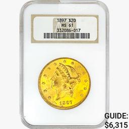 1897 $20 Gold Double Eagle NGC MS61