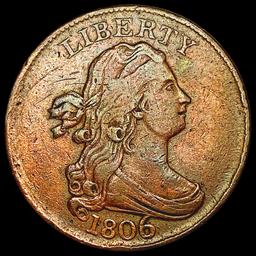 1806 Lg 6 Stems Rotated Dies Draped Bust Half Cent