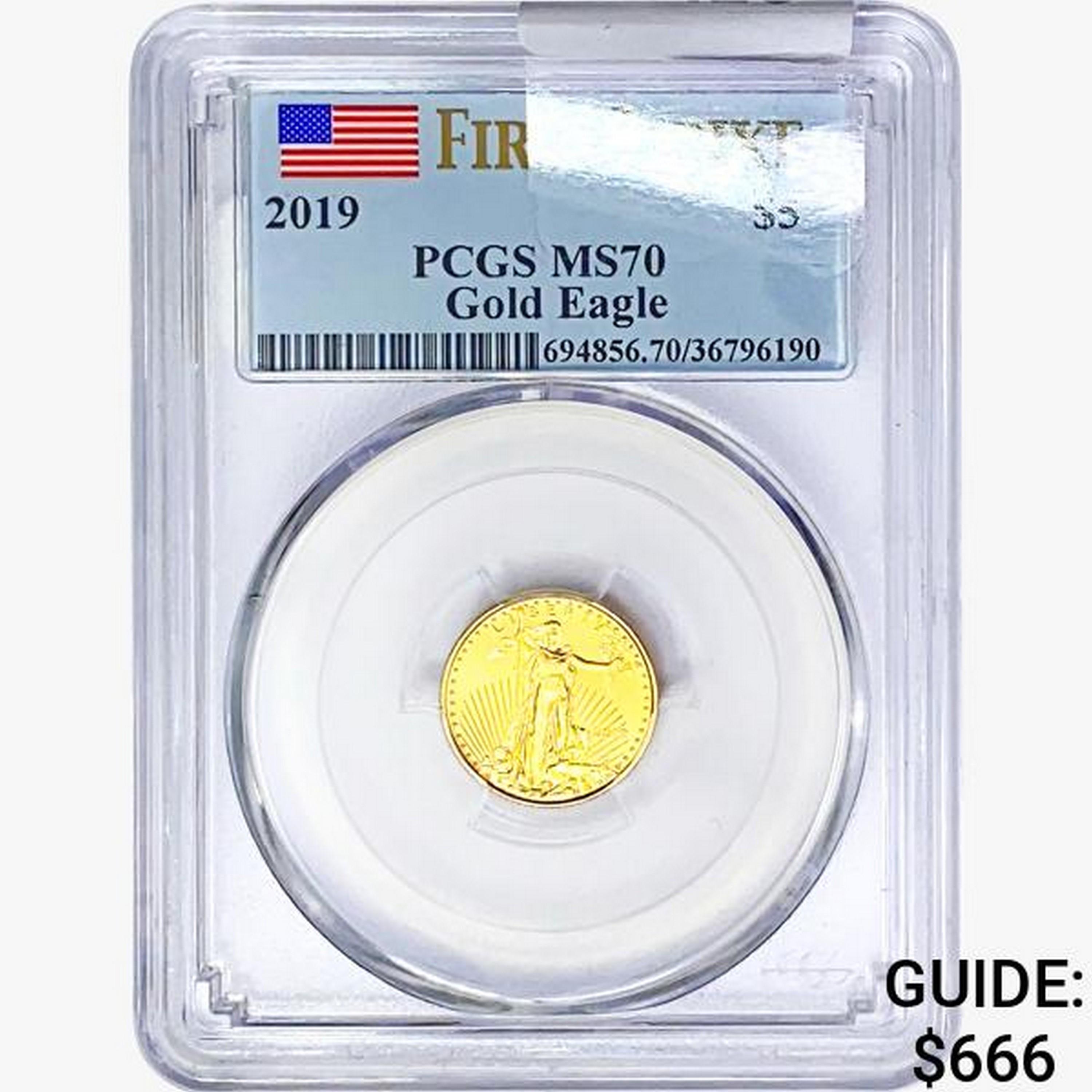 2019 $5 1/10oz. Gold Eagle PCGS MS70