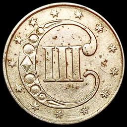 1853 Silver Three Cent CHOICE AU