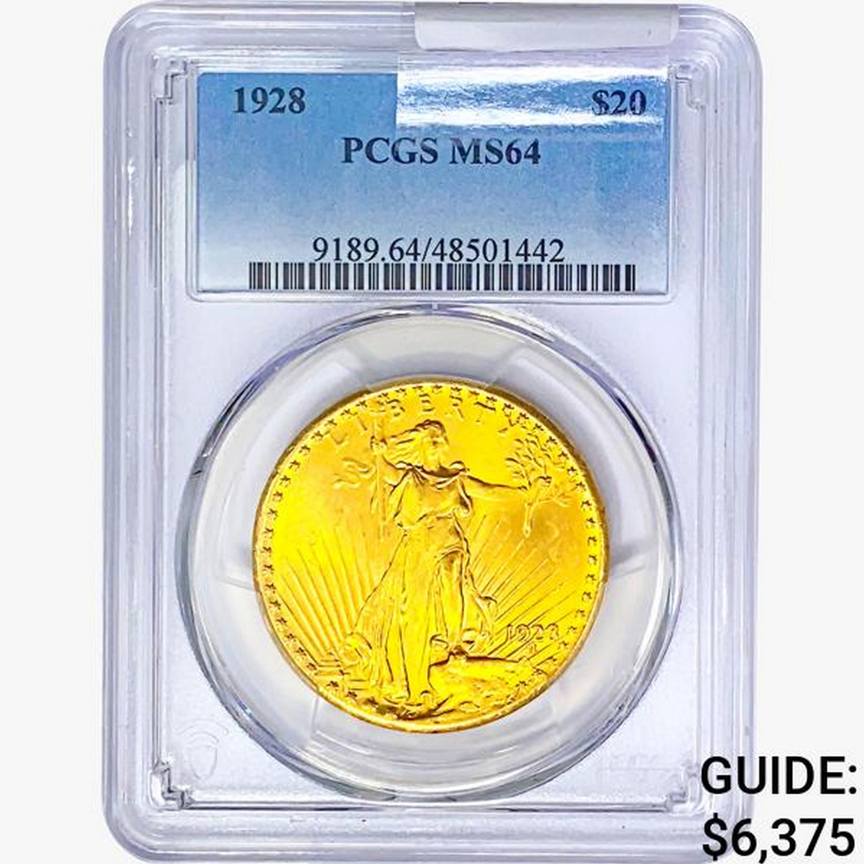 1928 $20 Gold Double Eagle PCGS MS64