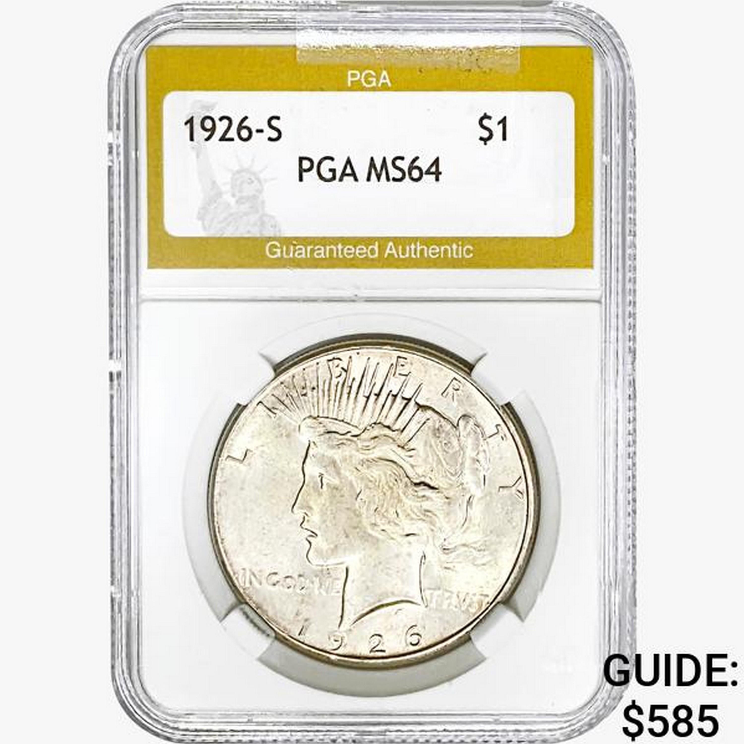 1926-S Silver Peace Dollar PGA MS64