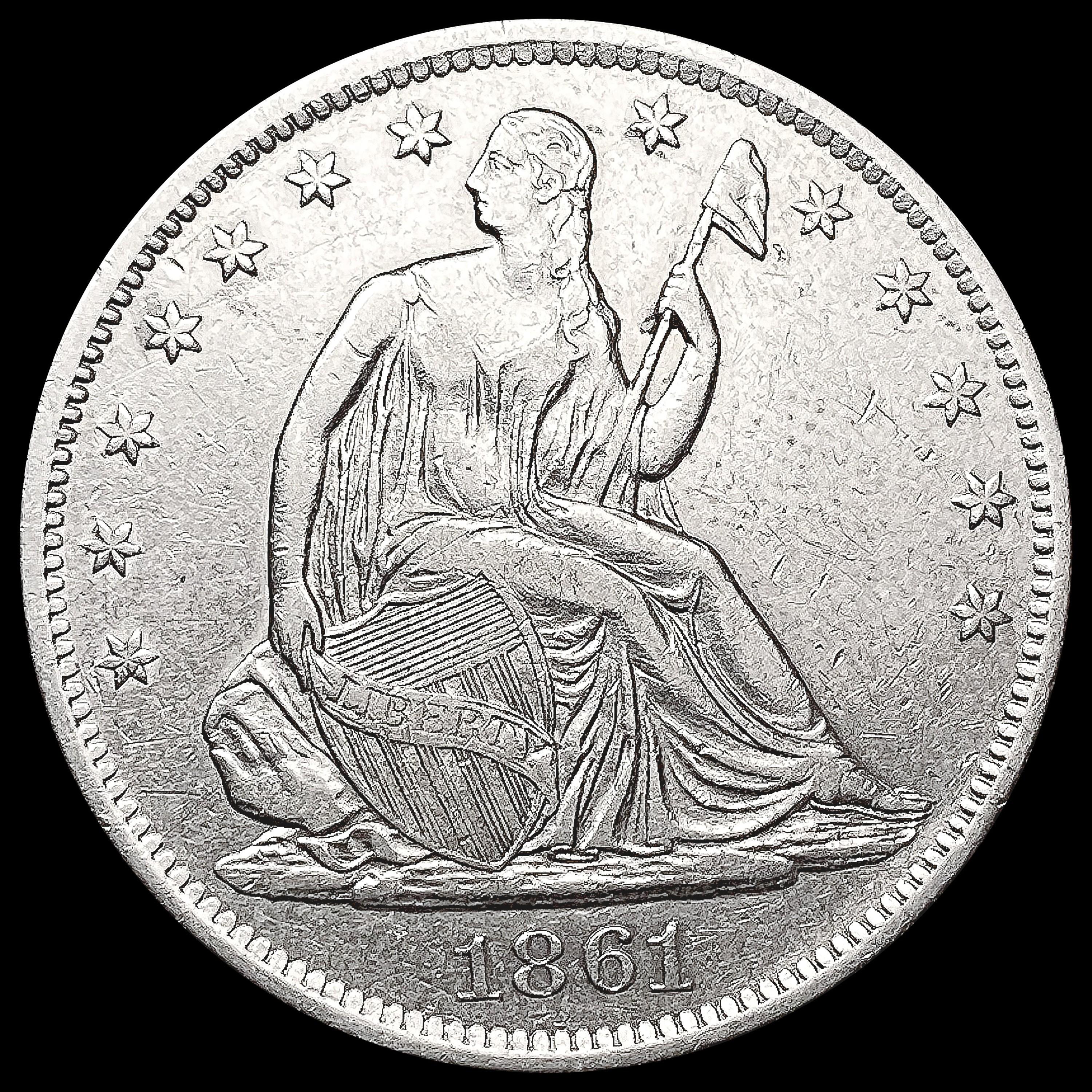 1861-S Seated Liberty Half Dollar CLOSELY UNCIRCUL