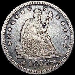 1853 Arws & Rays Seated Liberty Quarter CLOSELY UN