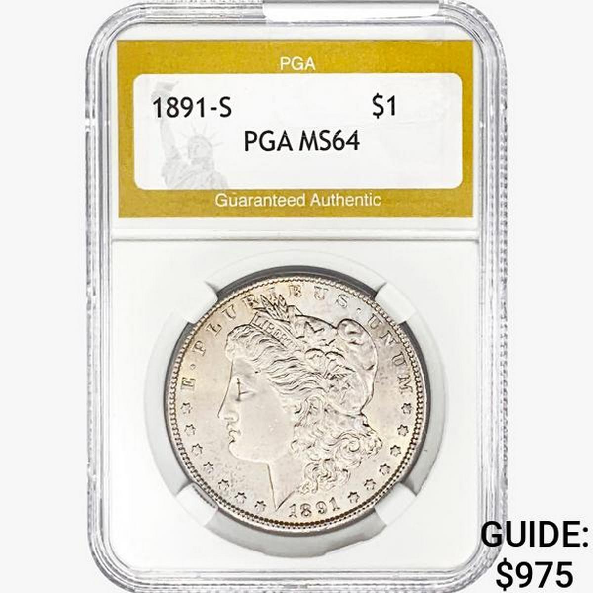 1891-S Morgan Silver Dollar PGA MS64