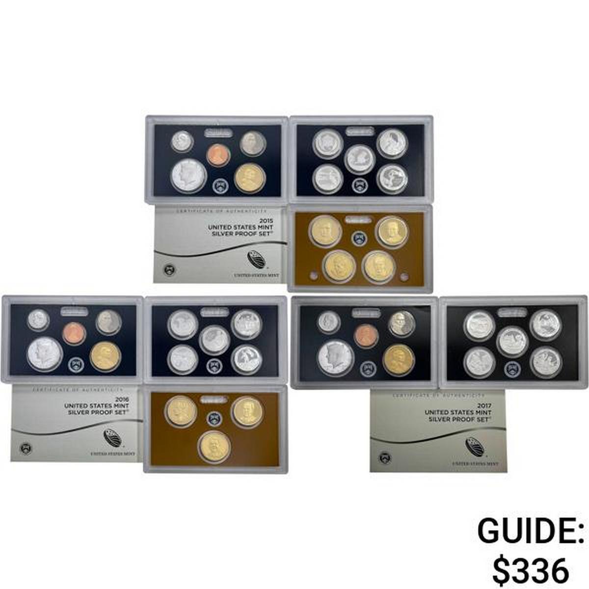 2015-2017 Silver US Proof Sets [37 Coins]