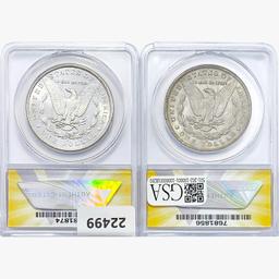 1881&1899 [2] Morgan Silver Dollar ANACS MS63