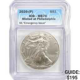 2020-P American Silver Eagle ICG MS70