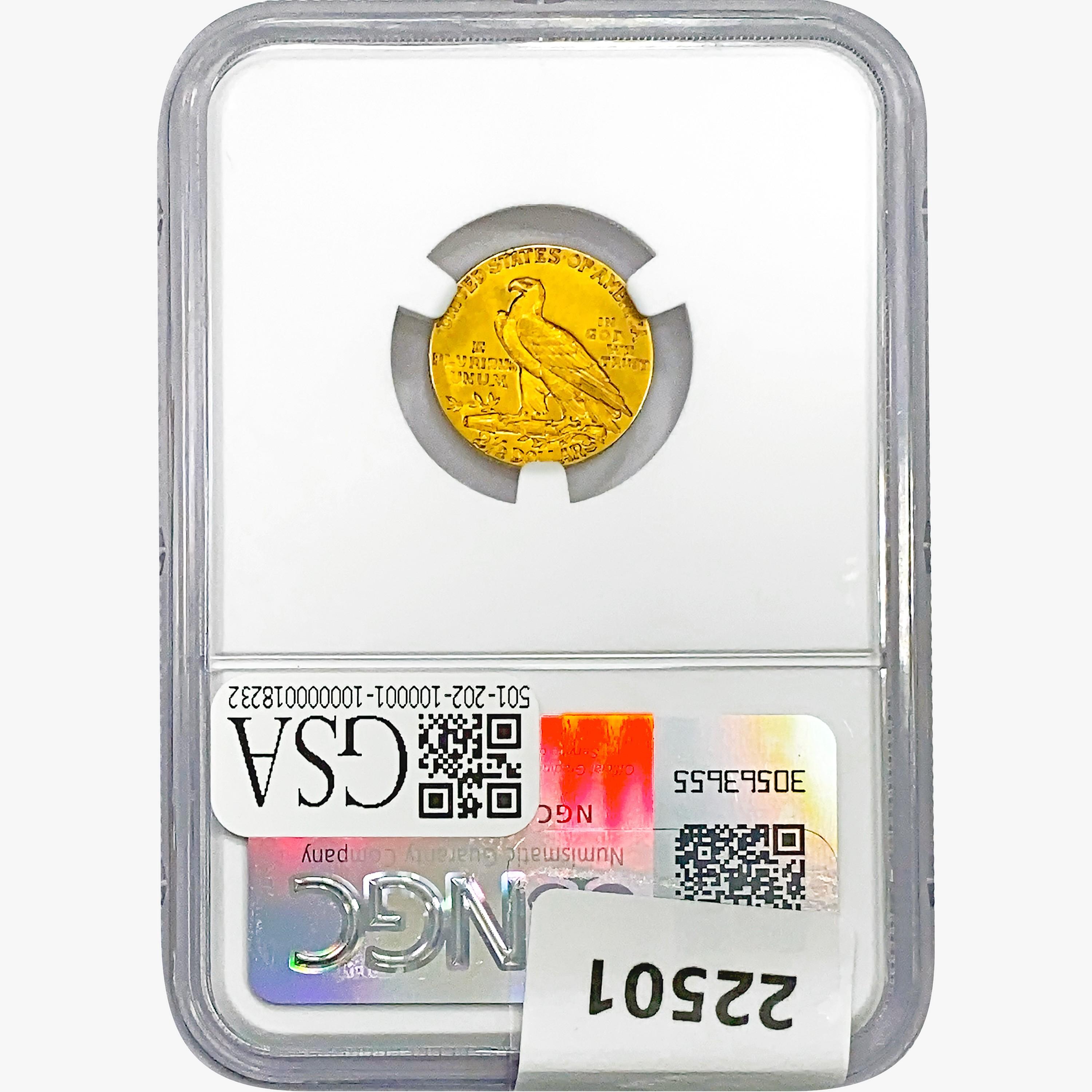 1910 $2.50 Gold Quarter Eagle NGC AU58