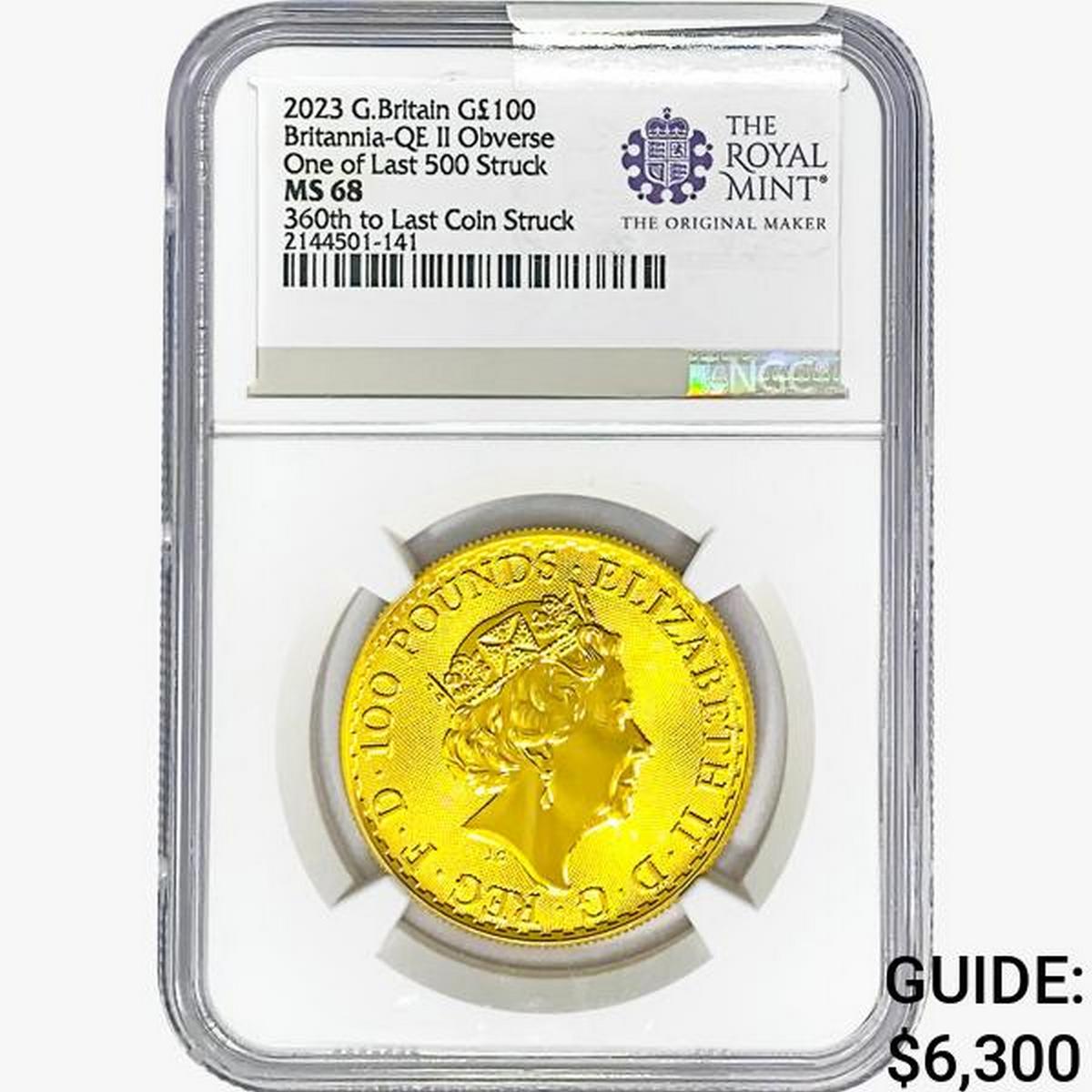 2023 G.Britain Â£100 1oz. Gold 360th NGC MS68 Brita