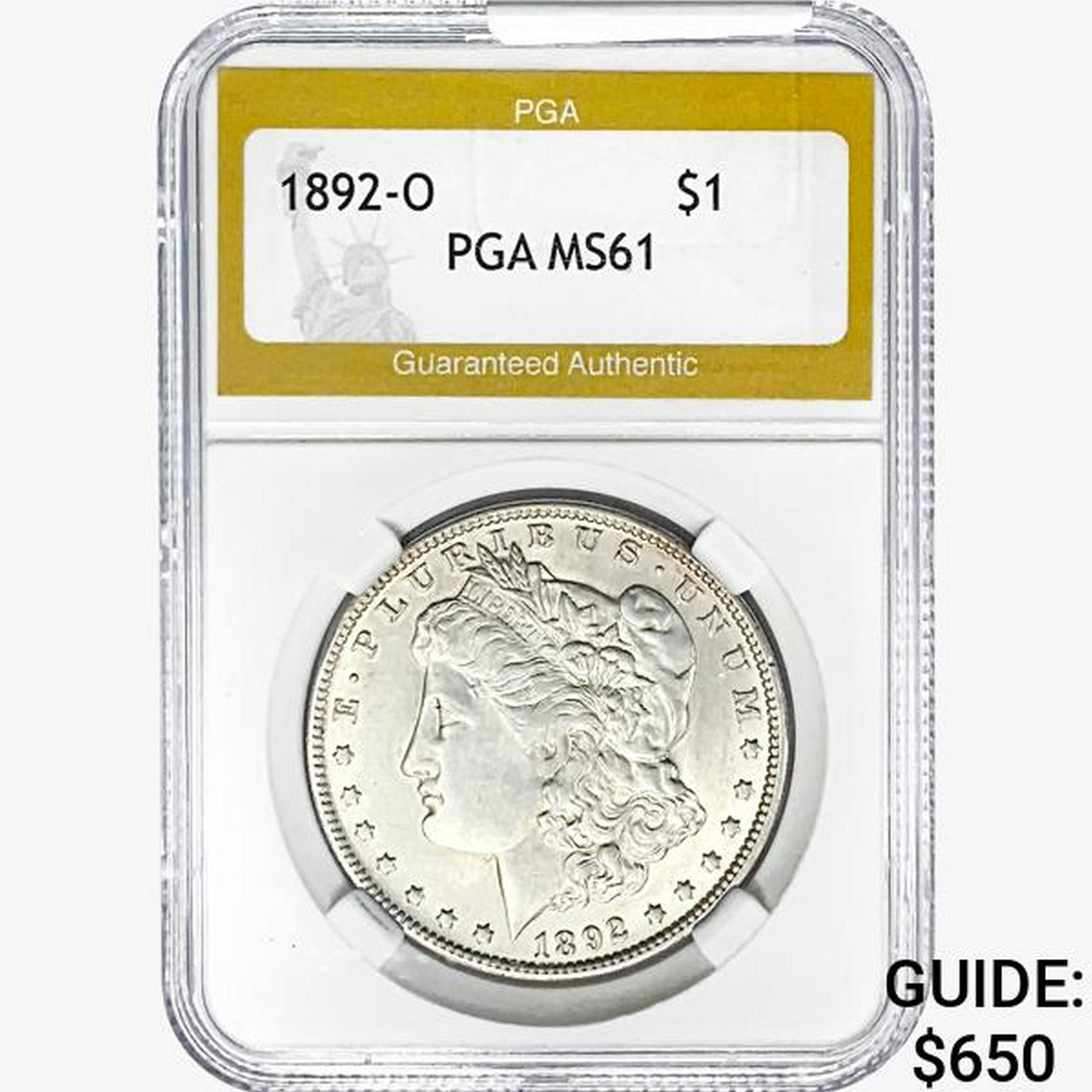 1892-O Morgan Silver Dollar PGA MS61