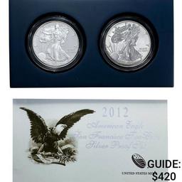 2012 Proof and Rev. Proof 1oz Silver Eagle Set [2