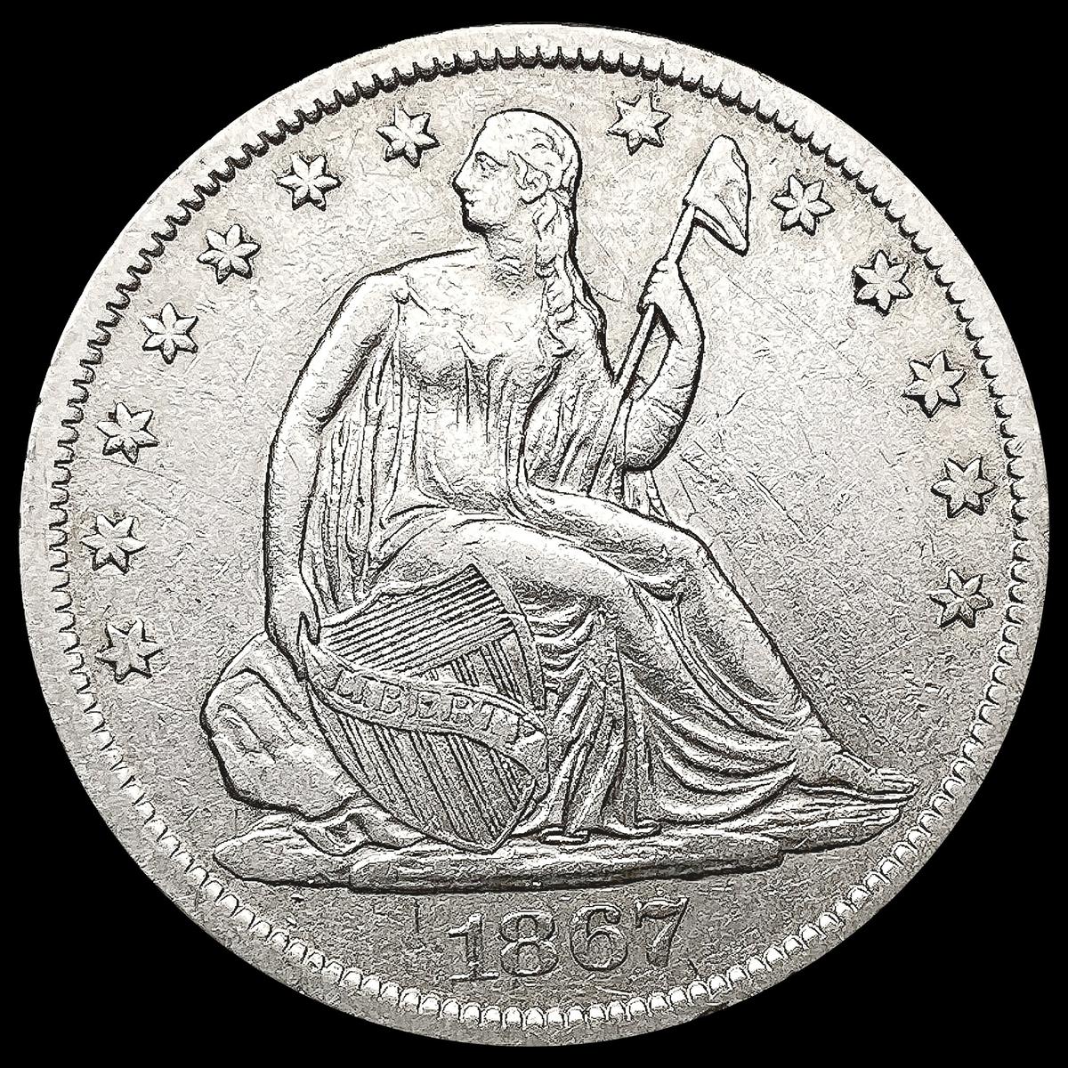 1867-S Seated Liberty Half Dollar CLOSELY UNCIRCUL