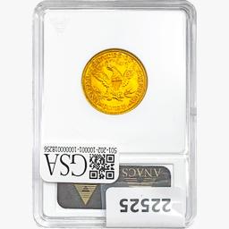 1908 $5 Gold Half Eagle ANACS MS60 Liberty