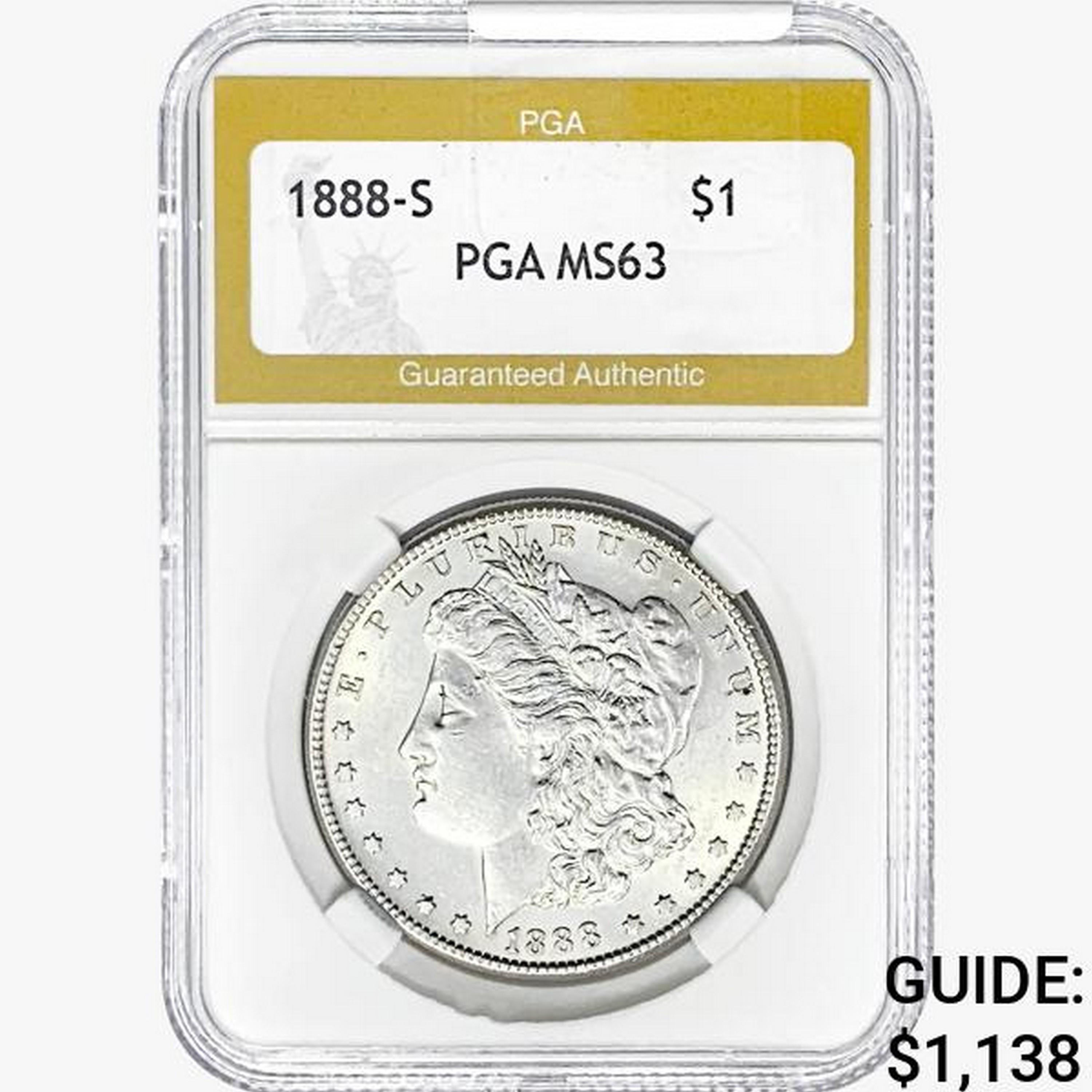 1888-S Morgan Silver Dollar PGA MS63