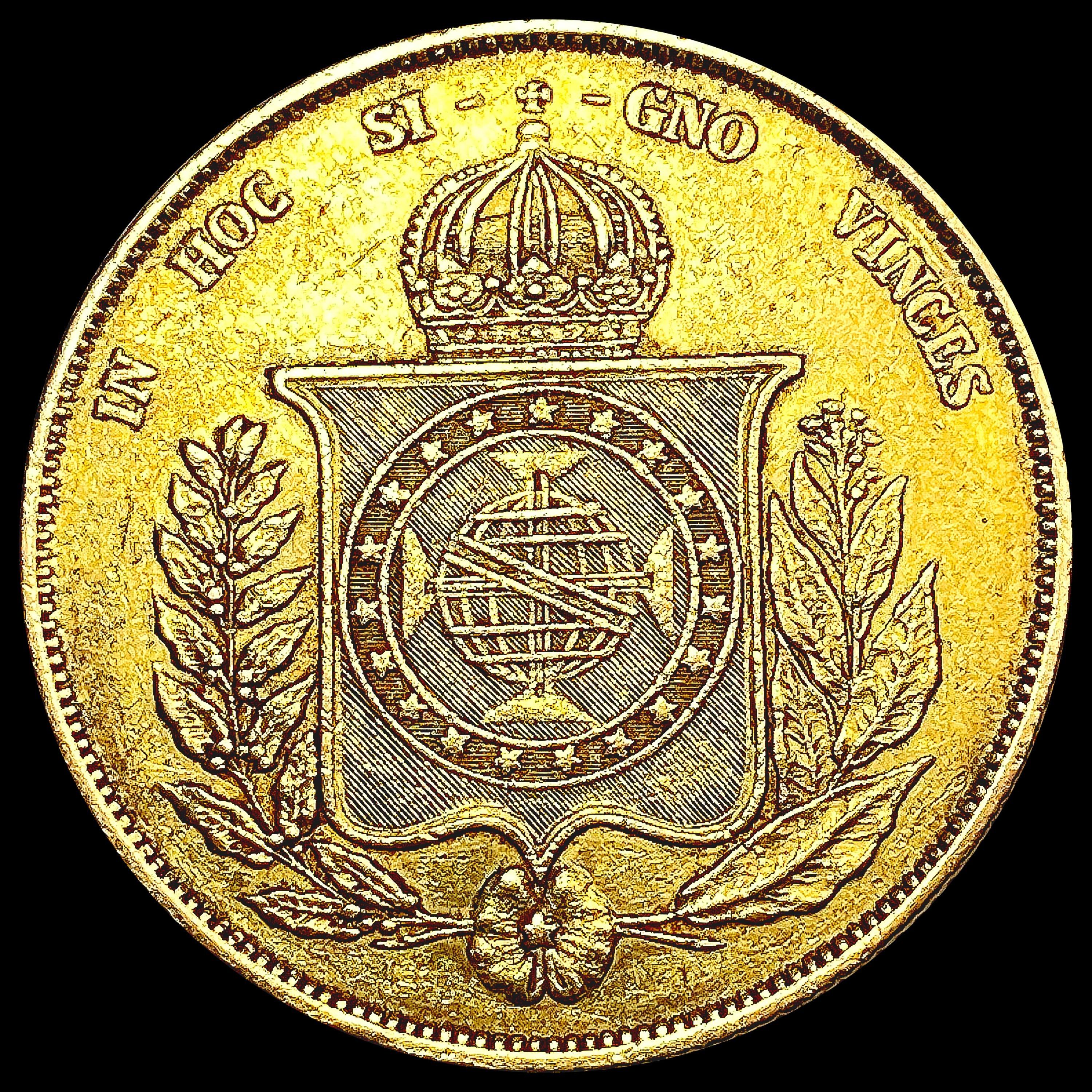 1867 Brazil .5286oz Gold 20000 Reis CLOSELY UNCIRC