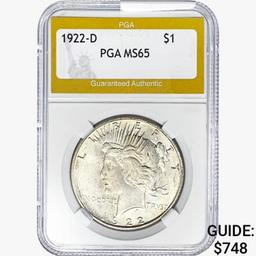 1922-D Silver Peace Dollar PGA MS65