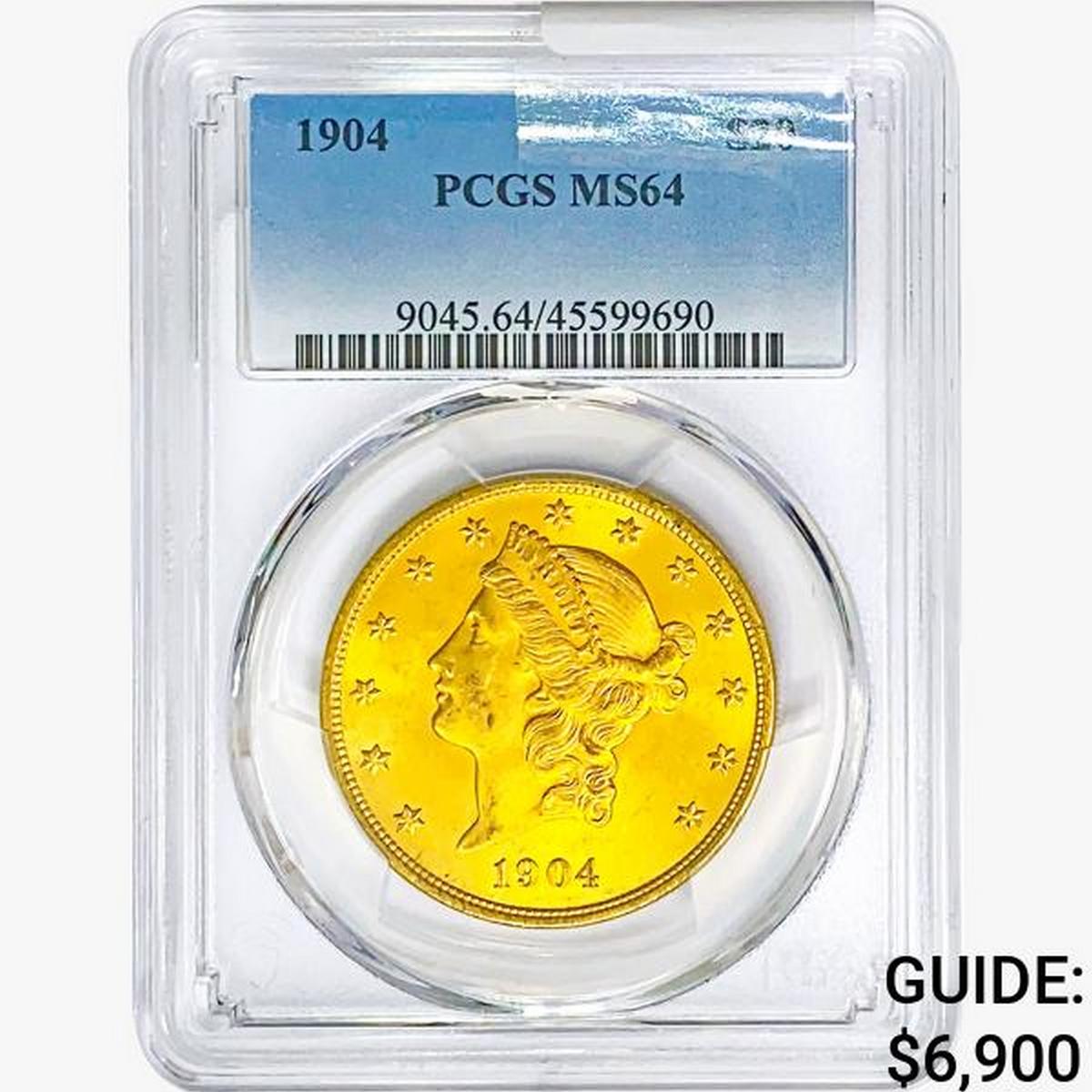 1904 $20 Gold Double Eagle PCGS MS64