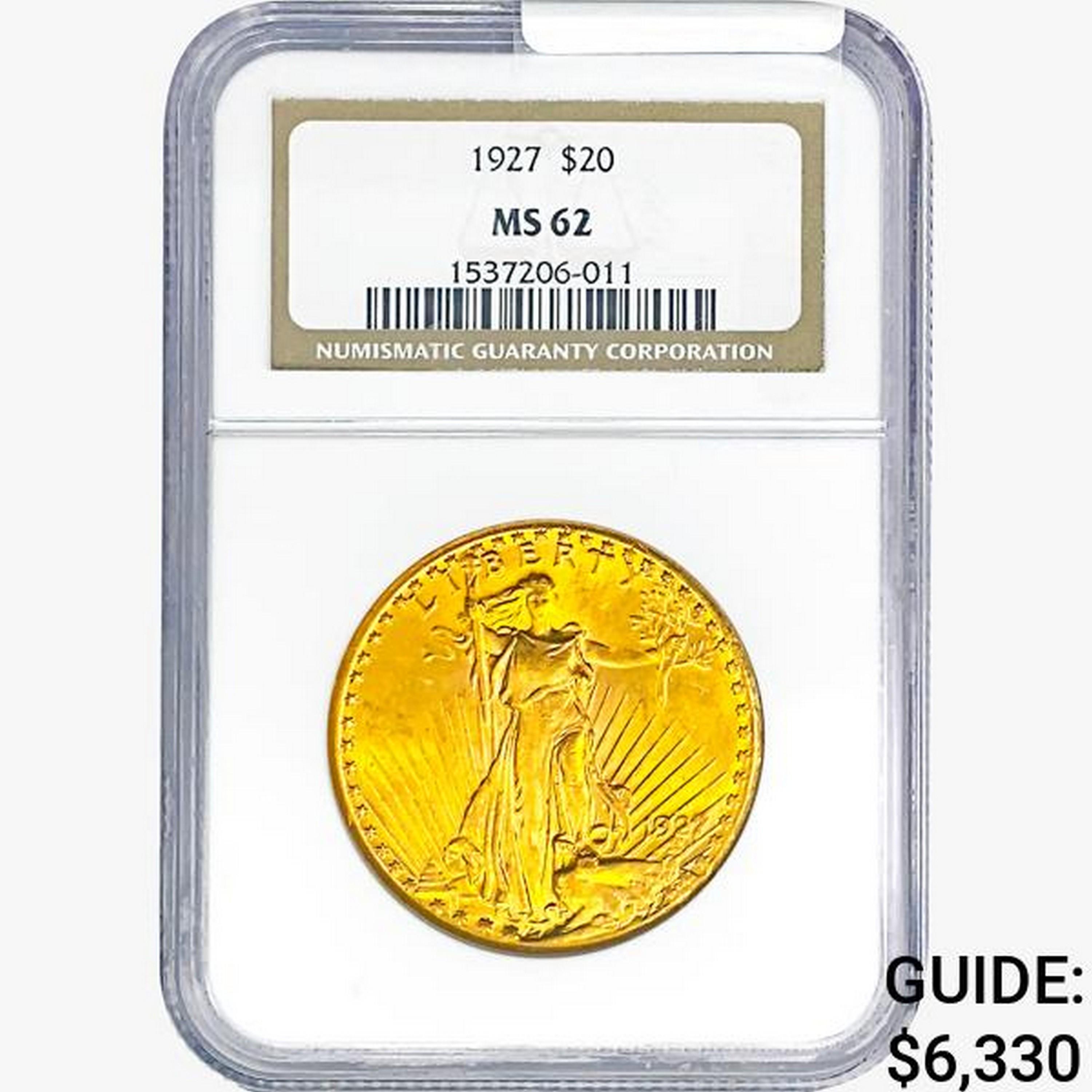 1927 $20 Gold Double Eagle NGC MS62