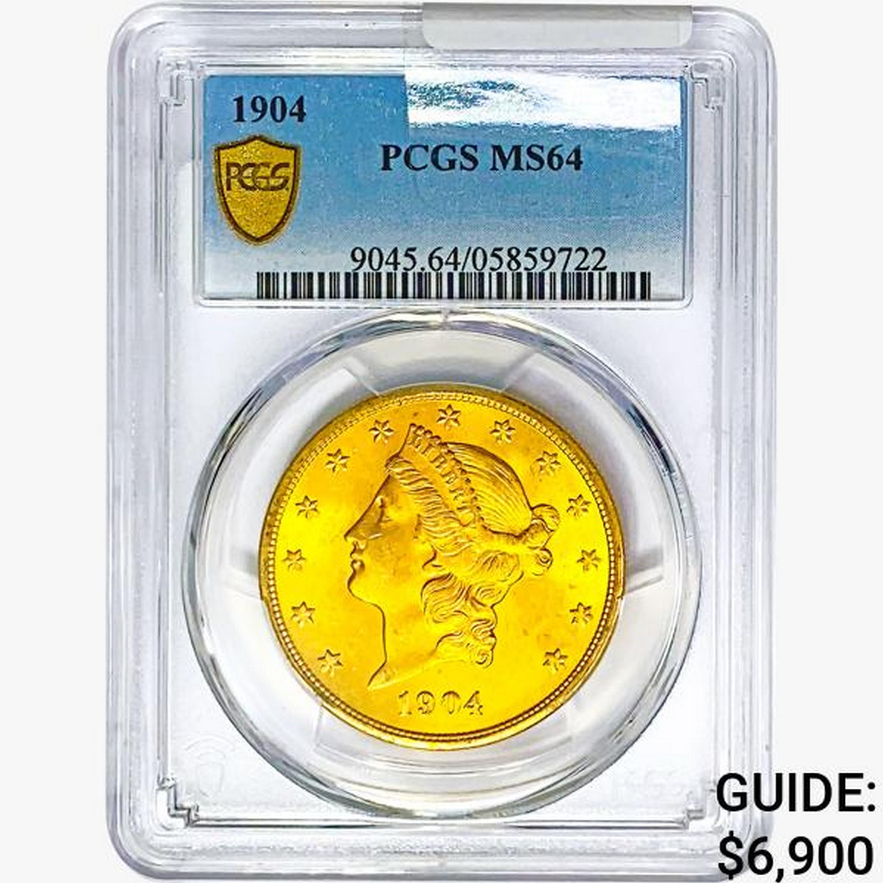 1904 $20 Gold Double Eagle PCGS MS64