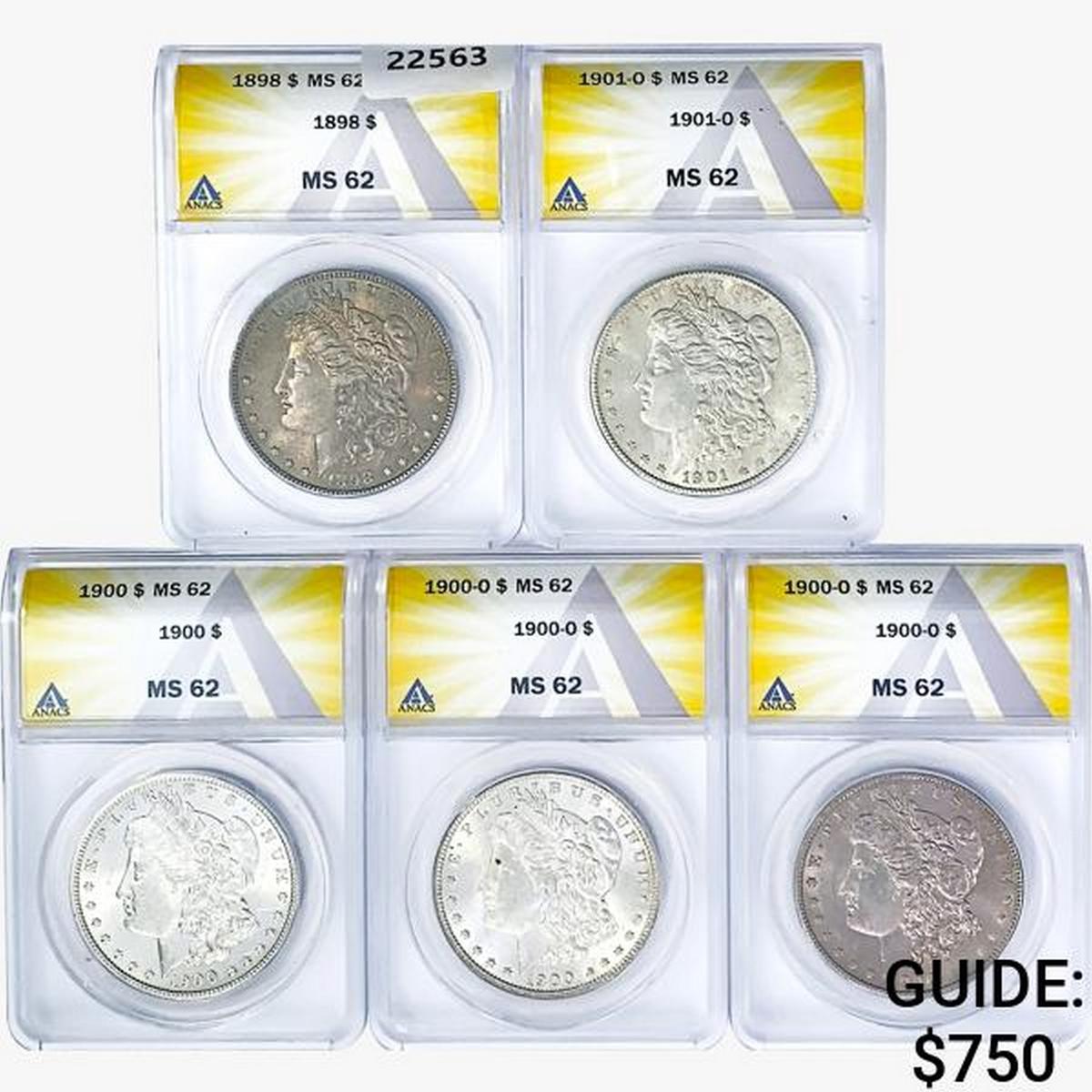 1898-1901 [5] Morgan Silver Dollar ANACS MS62