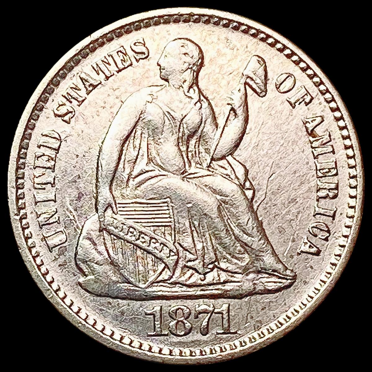 1871 Seated Liberty Half Dime CLOSELY UNCIRCULATED