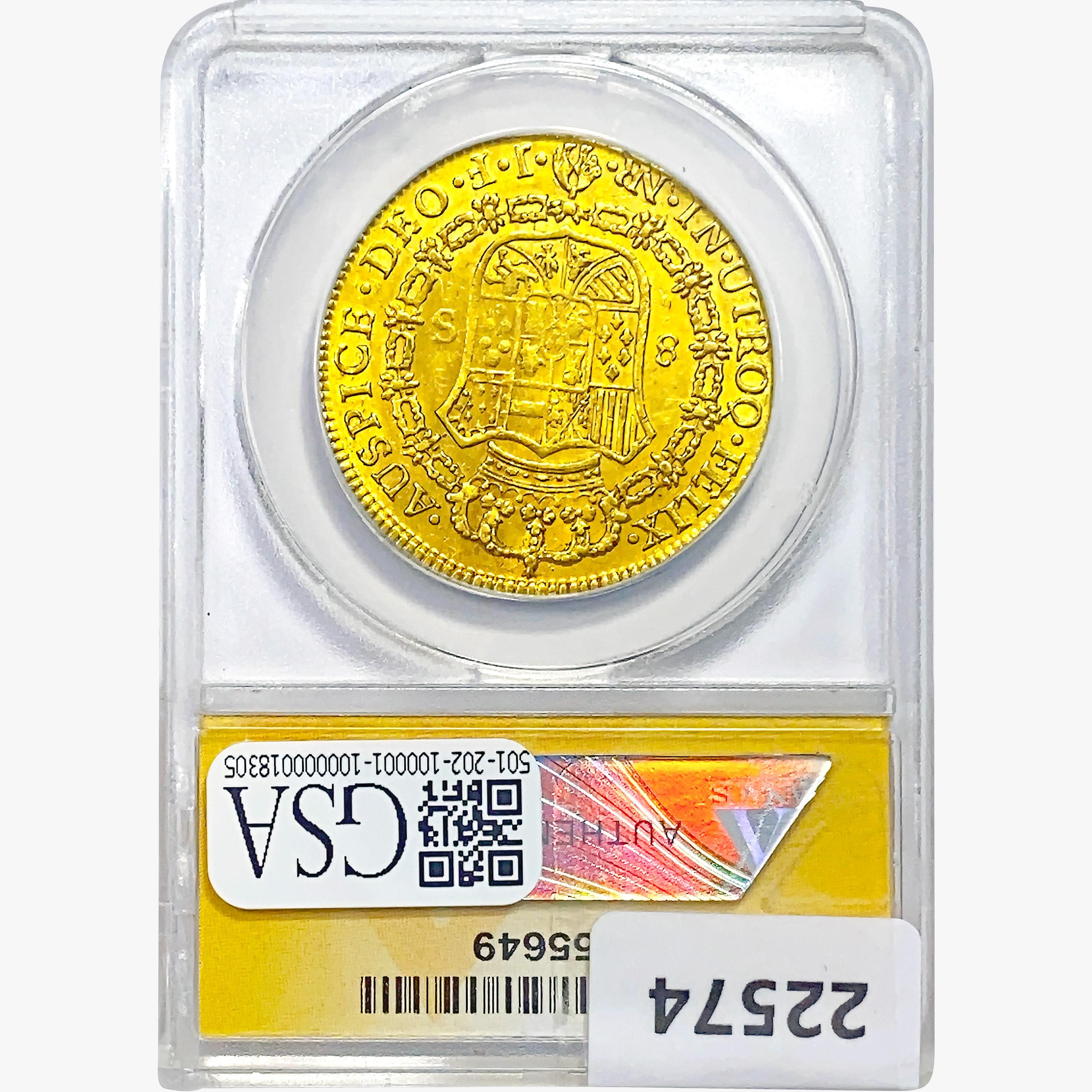 1815-NR .76oz. Gold 8 Escudos Colombia JF KM-66.1