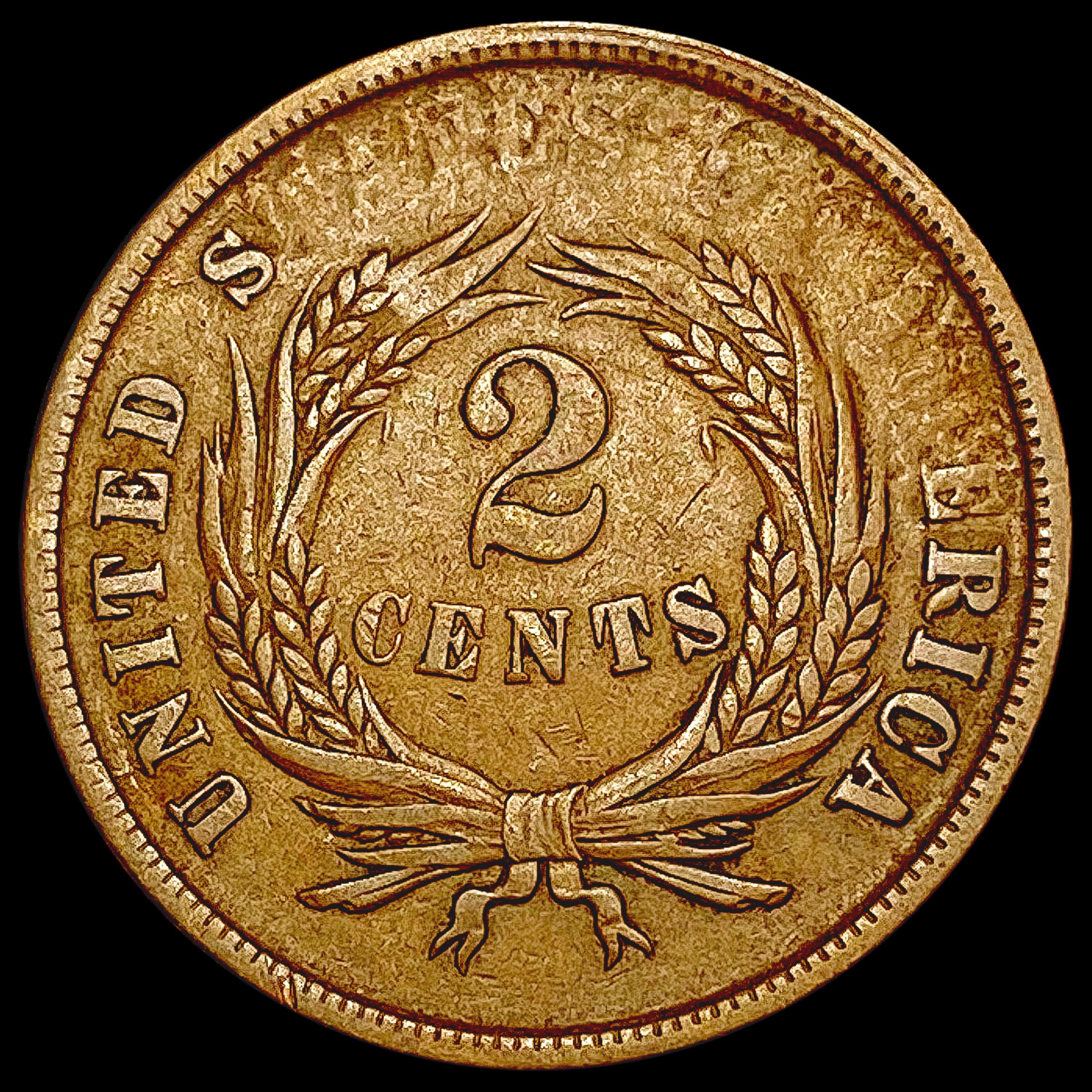 1864 Two Cent Piece NEARLY UNCIRCULATED